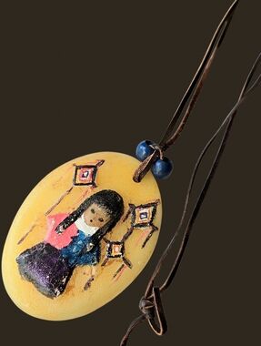 Ted DeGrazia hand-painted resin pendant necklace with Native American child
